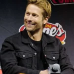 Glen Powell The Running Man 2025 Black Denim Jacket