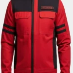 Glen Powell The Running Man 2025 Red Jacket front