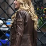 Gossip Girl Serena van der Woodsen Brown Leather Jacket