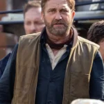 Greenland Migration Gerard Butler Brown Vest front