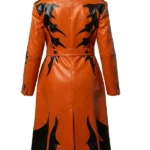 Halloween Costume Women Orange Leather Trench Coat