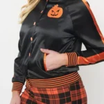 Halloween Scream Queen Black And Orange Bomber Jacket
