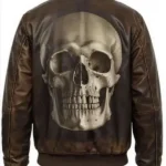 Halloween Skull Brown Leather Jacket
