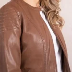 Heron Slim Fit Brown Leather Racer Jacket