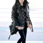 IU Black Oversized Leather Jacket Women – Kpop Outfits