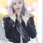 IVE Liz Black Fur Collar Suede Leather Jacket