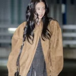 Jennie Kim Brown Leather Jacket