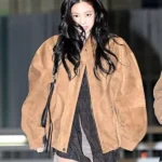 Jennie Kim Brown Suede Leather Jacket