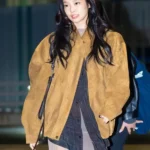 Jennie Kim Suede Brown Leather Jacket