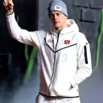 Joe Burrow Super Bowl LVI White Hooded Jacket sign