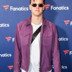 Joe Burrow Super Bowl Purple Leather Jacket front