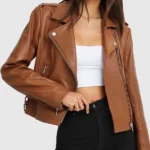 Just Friends Leather Jacket for Brown