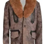 Justice League Jason Momoa Fur Shawl Collar Leather Jacket front