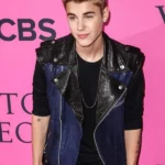 Justin Bieber Blue and Black Leather Vest