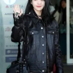 K-pop IU Black Oversized Trucker Jacket