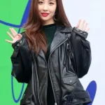 K-pop Sunmi Leather Black Jacket