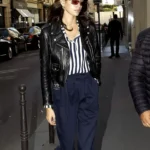 Kaia Gerber Paris Fashion Week Biker Leather Jacket