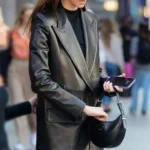 Karlie Kloss Black Leather Blazer