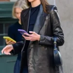 Karlie Kloss Leather Black Blazer