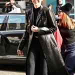 Kendall Jenner Black Leather Trench Coat