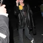 Kendall Jenner Black Plus Size Leather Winter Coat
