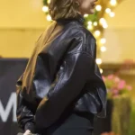 Kendall Jenner Bomber Leather Jacket Back