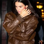 Kendall Jenner Brown Genuine Leather Jacket