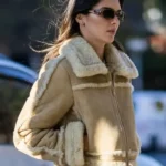 Kendall Jenner Brown Suede Shearling Jacket