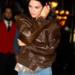 Kendall Jenner Leather Brown Jacket