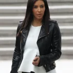 Kim Kardashian Black Biker Biker Leather Jacket