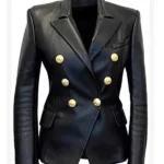 Kim Kardashian Black Blazer Leather Jacket