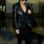 Kim Kardashian Black Leather Blazer