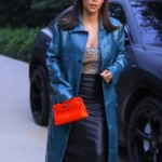 Kim Kardashian Street Wear Blue Coat