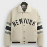 Kith & AVIREX for the New York Yankees Leather Jacket white front