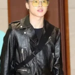 Kpop Airport Fashion Jimin Leather Jacket