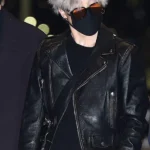Kpop Airport Fashion Outfit Jimin Leather Jacket