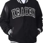Kraken Black Wool Varsity Jacket front