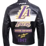 LA Lakers Black Leather Jacket back