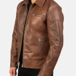 Lavendard Brown Leather Jacket