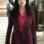 Law and Order S25 Odelya Halevi Maroon Blazer front