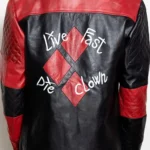 Live Fast Die Clown Halloween Leather Jacket back