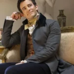 Luke Thompson Bridgerton Grey Trench Coat front