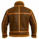 Men Aviator Distressed Leather Shearling Jacket back