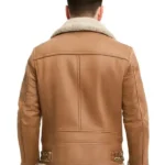 Mens Classic Tan Shearling Aviator Jacket back