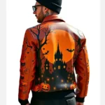 Mens Halloween Sttyle Orange Bomber Jacket