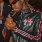 Met Gala Offset Black Leather Jacket