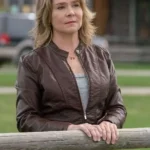 Michelle Morgan Heartland Brown Leather Jacket front