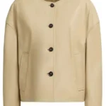 Molly Novak Loot S03 Beige Leather Jacket front