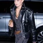 NYC 2025 Gigi Hadid Black Leather Jacket