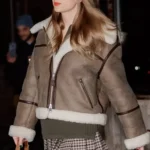 NYC Taylor Swift Brown Shearling Leather Jacket